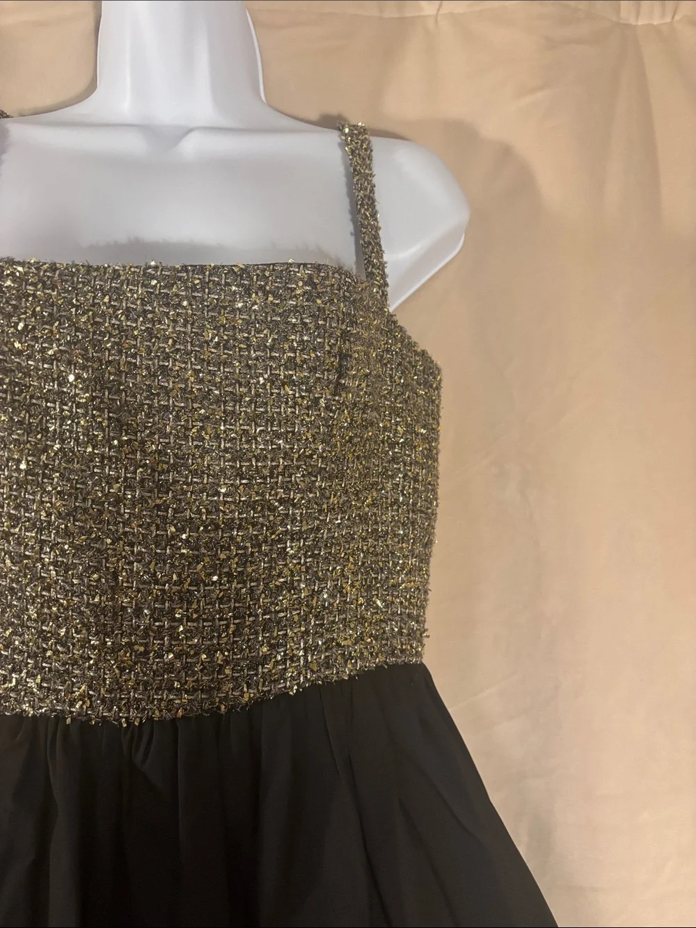 Amanda Uprichard Christine Black & Gold Mini Bubble Skirt